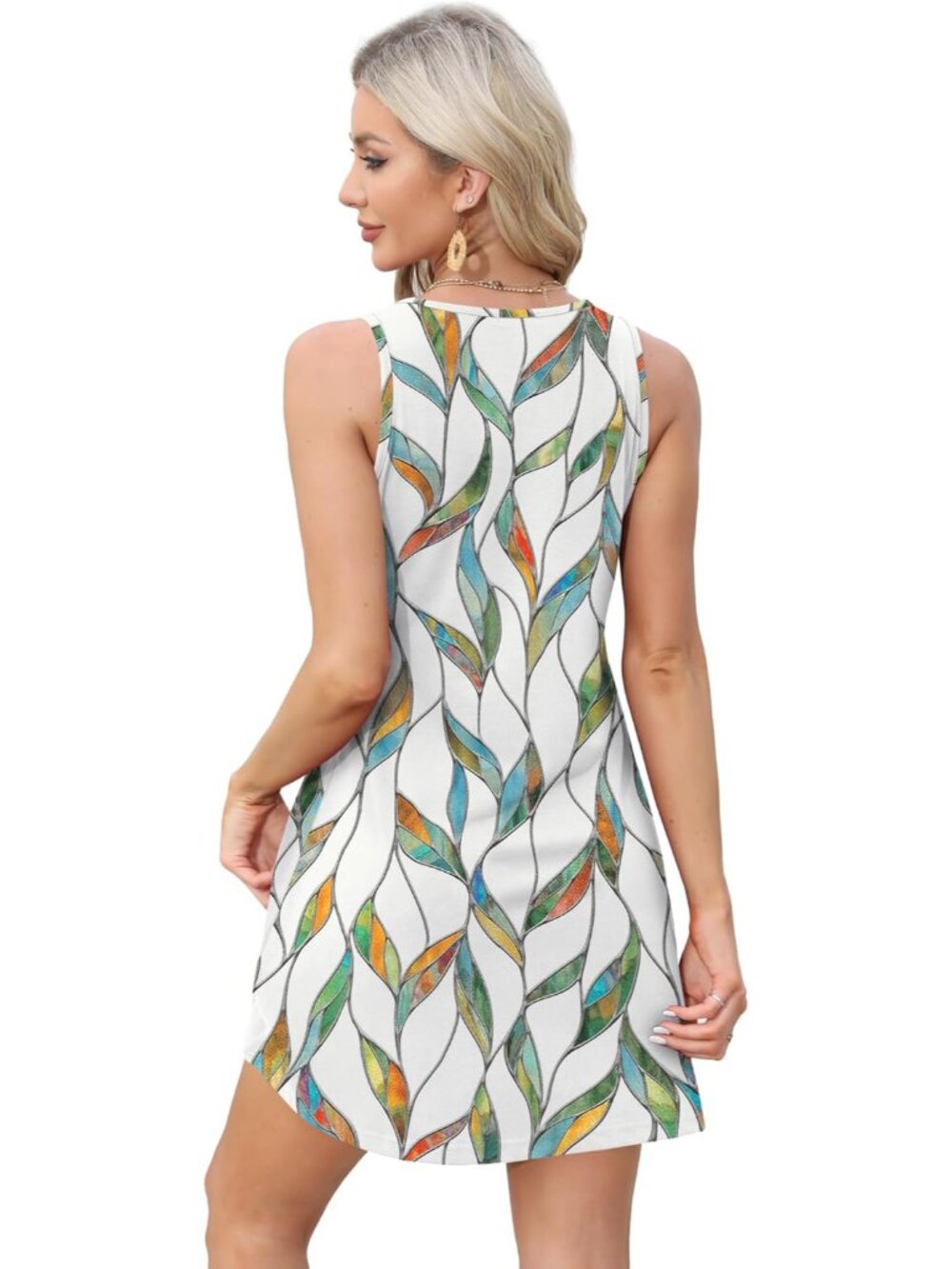 Womens Summer Dresses 2026 Loose V Neck Sleeveless Sundresses Swimsuit Coverup w - Picture 4 of 5